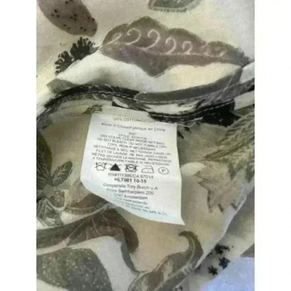 TORY BURCH Embellished Botanical Print Tunic Size 2 Floral Green Tan - Picture 9 of 9